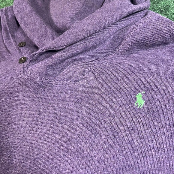 Polo Ralph Lauren Sweater Men’s 2XL Purple Long Sleeve Cotton Cowl Neck Pullover - Picture 6 of 7